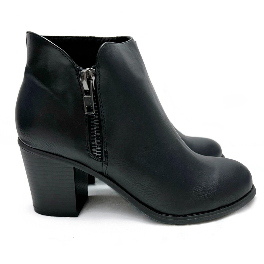 Luoika Wide Width Ankle Boots Faux Leather Black Booties Size 6.5